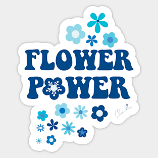 Beautiful Cool Blues Flower Power Seamless Pattern Print Sticker